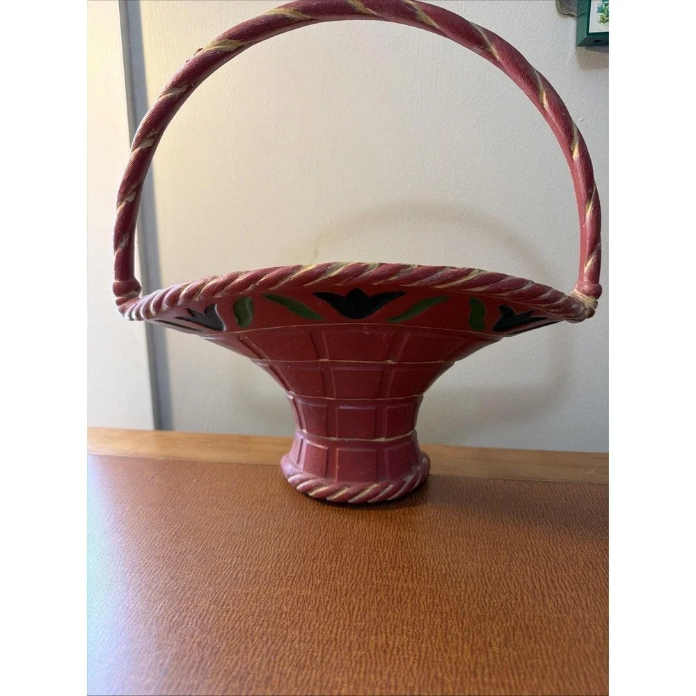 Vintage Burwood Products Home Interiors Folk Wall Flower Planter Decor USA‎